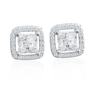 0.1CT Moissanite Princess Cut diamond earring