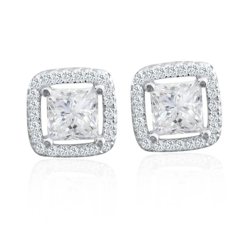 0.1CT Moissanite Princess Cut diamond earring