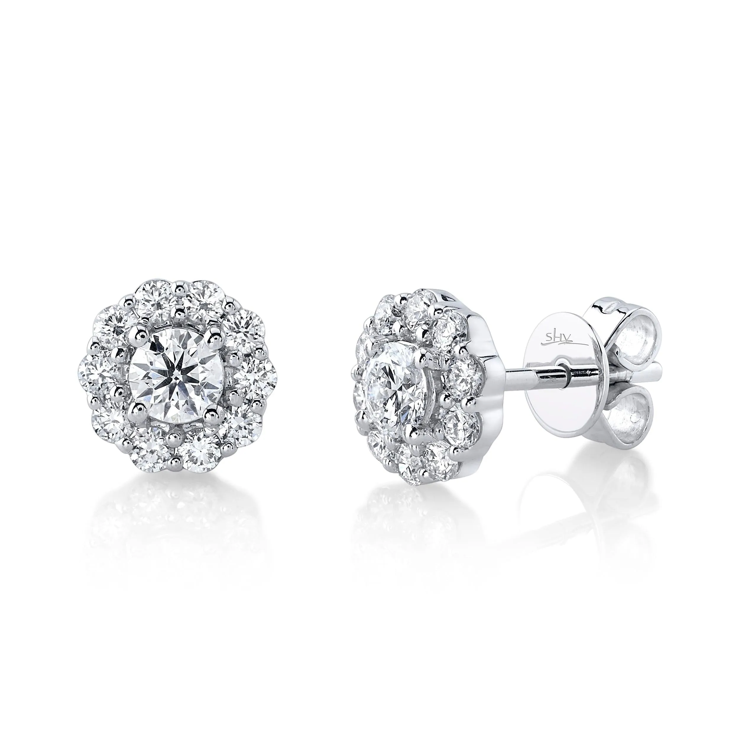 0.82ctw Diamond Cluster Earring, 14K White Gold