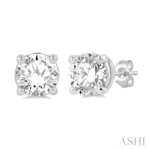 1 1/4 Ctw Round Cut Diamond Stud Earring in 14K White Gold