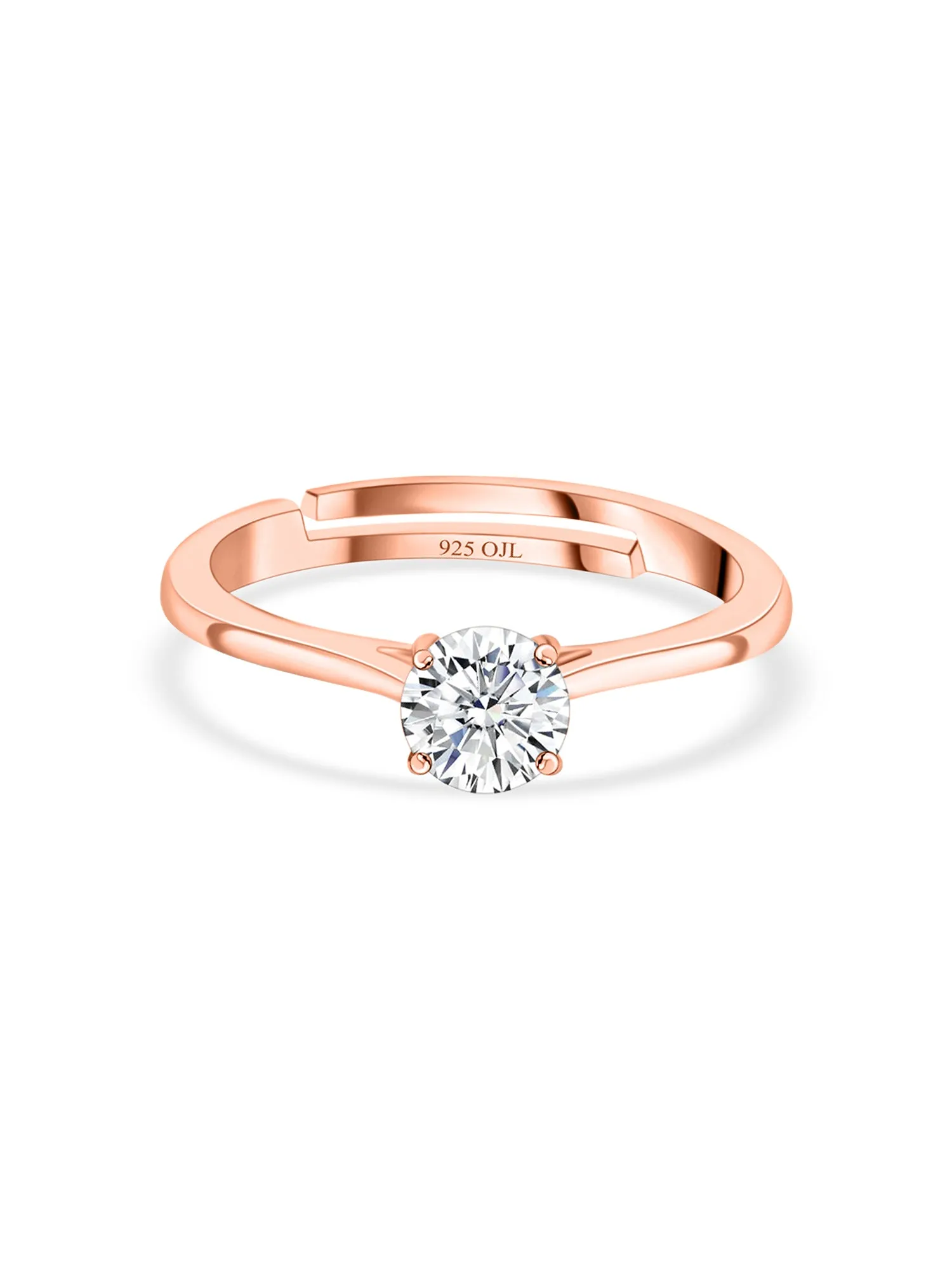 1 Carat Rose Gold Solitaire Adjustable Ring For Women