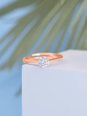 1 Carat Rose Gold Solitaire Adjustable Ring For Women