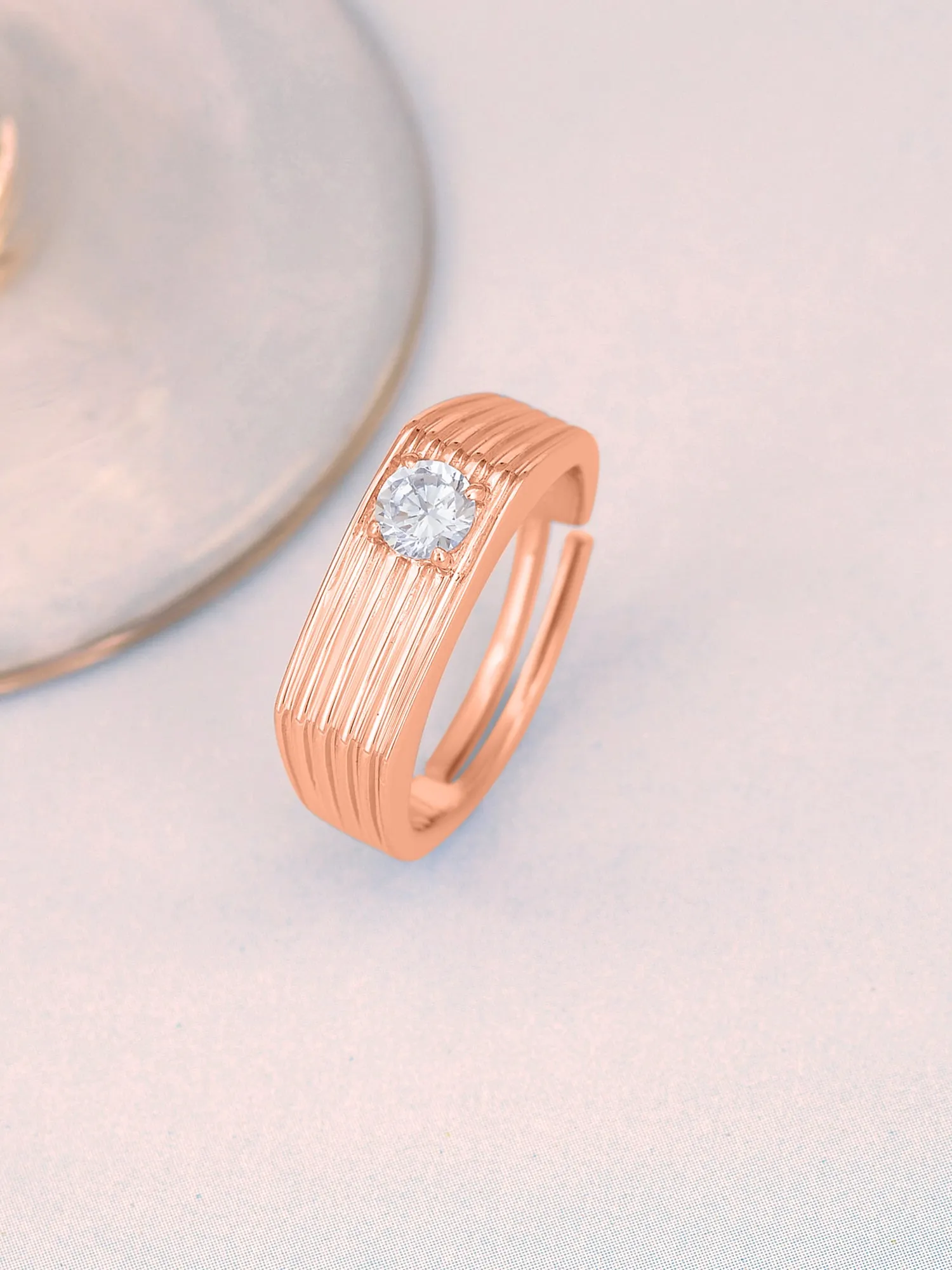 1 Carat Solitaire Rose Gold Ring For Men