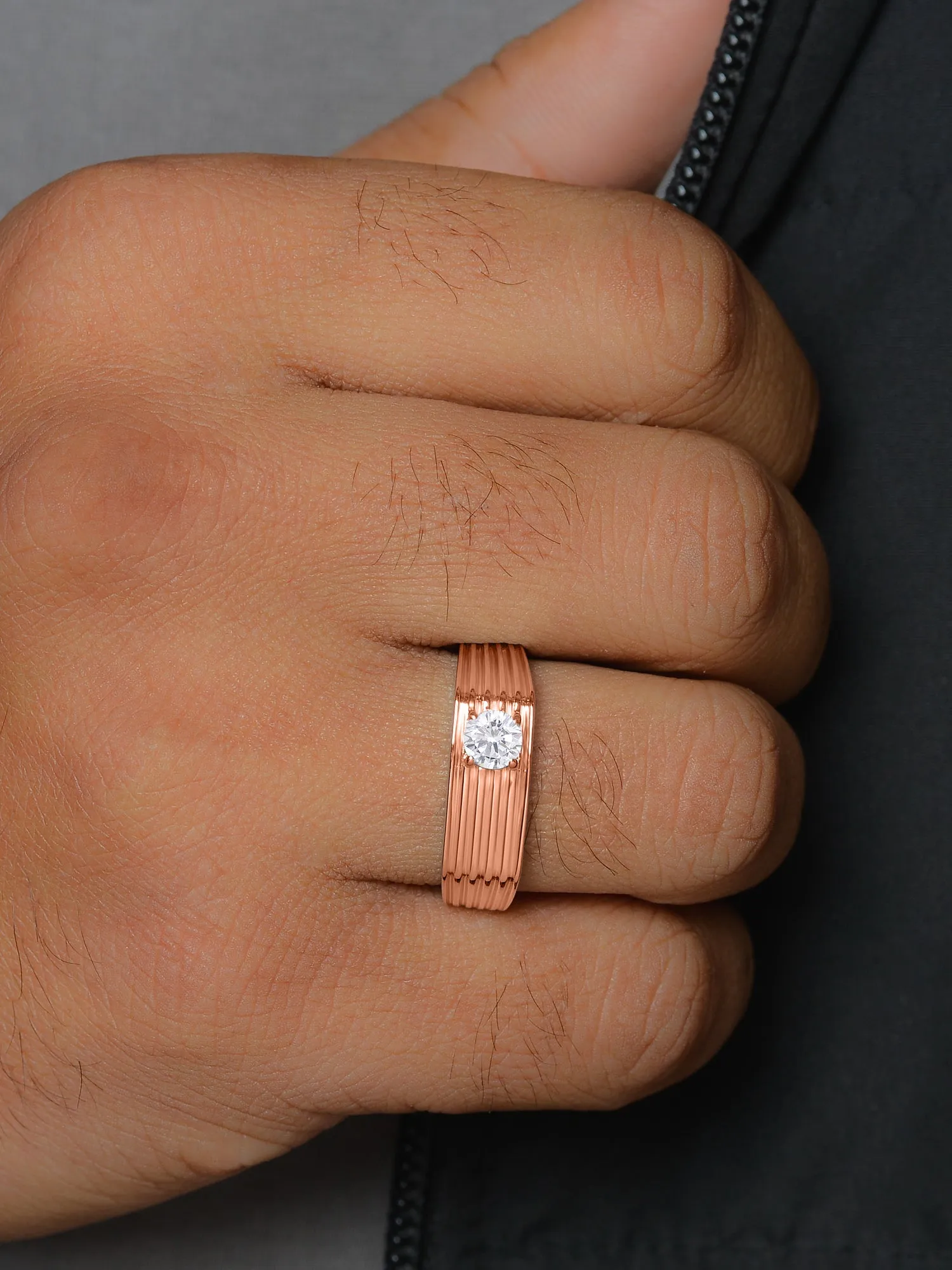 1 Carat Solitaire Rose Gold Ring For Men