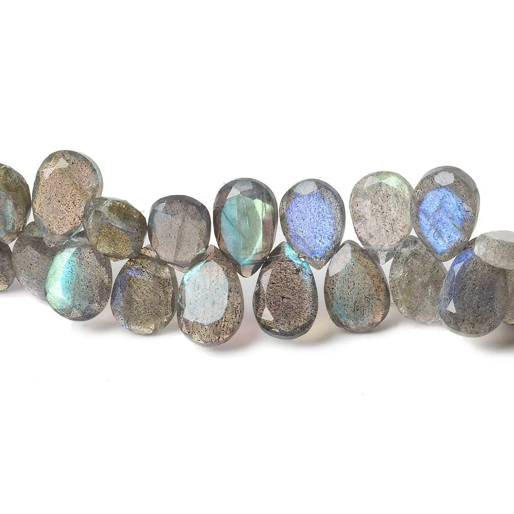 10-11mm Labradorite Bezel Faceted Pear Beads 8 inch 48 pieces