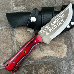 10” Rough Rider Series - F Around and Find Out - Red Wood - D2 Steel - Horizontal & Vertical Carry - CUS61