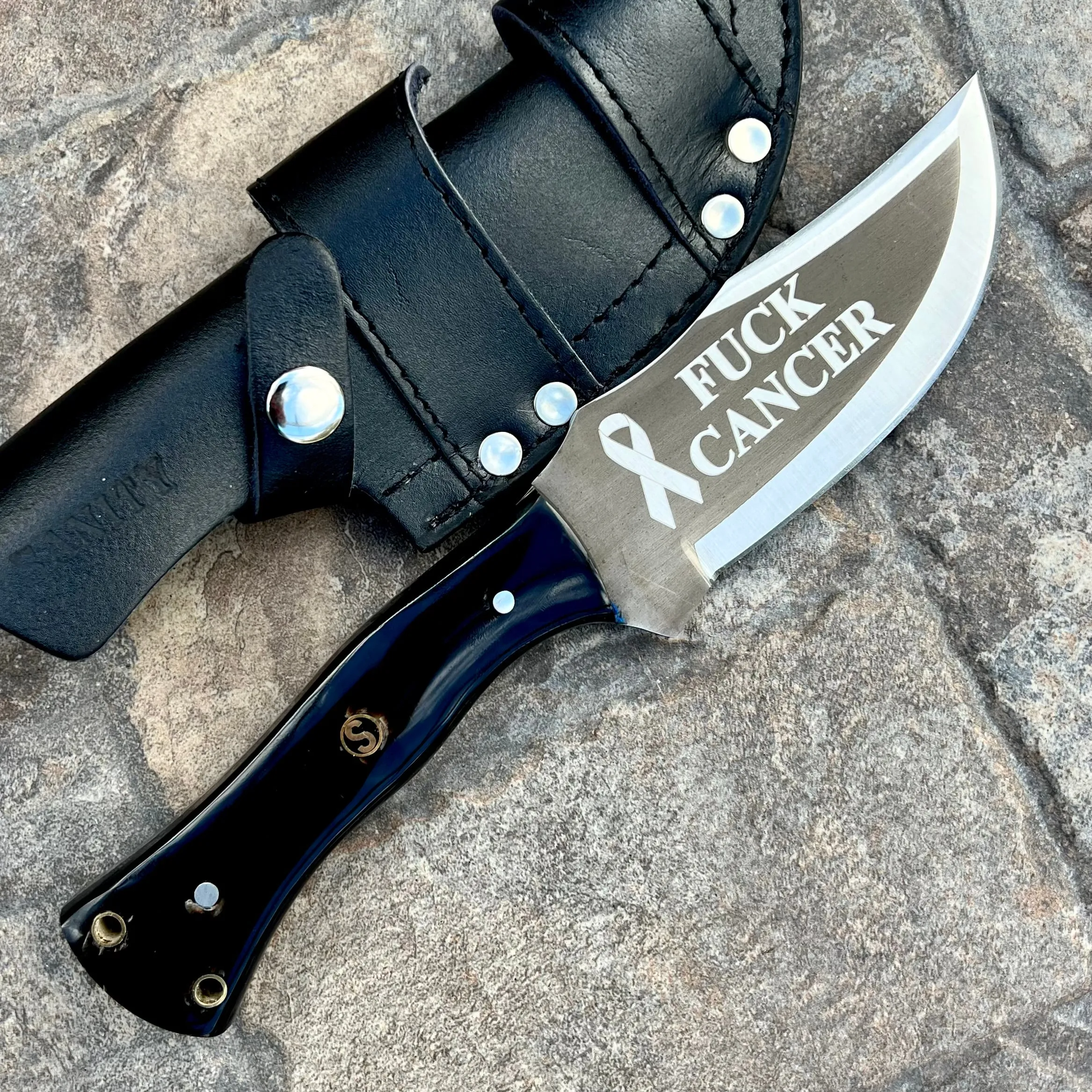 10” Rough Rider Series - F Cancer - Buffalo Horn - D2 Steel - Horizontal & Vertical Carry - CUS07