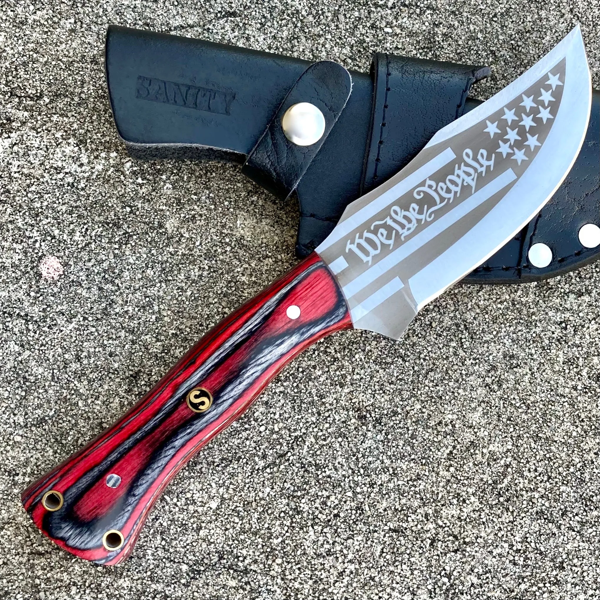 10” Rough Rider Series - We The People - Red Wood - D2 Steel - Horizontal & Vertical Carry - CUS64