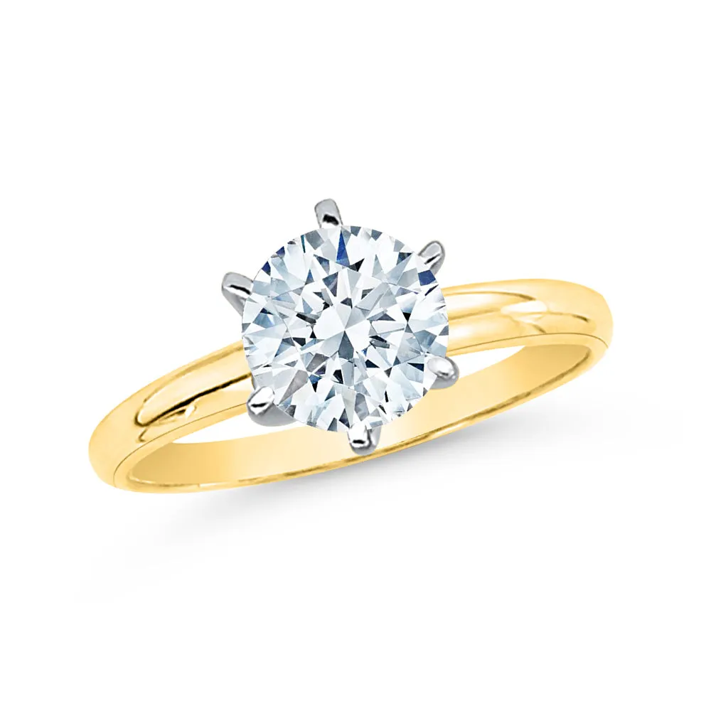 1.09 ct. F - SI2 Round Brilliant Cut Diamond Solitaire Engagement Ring in 14k Gold