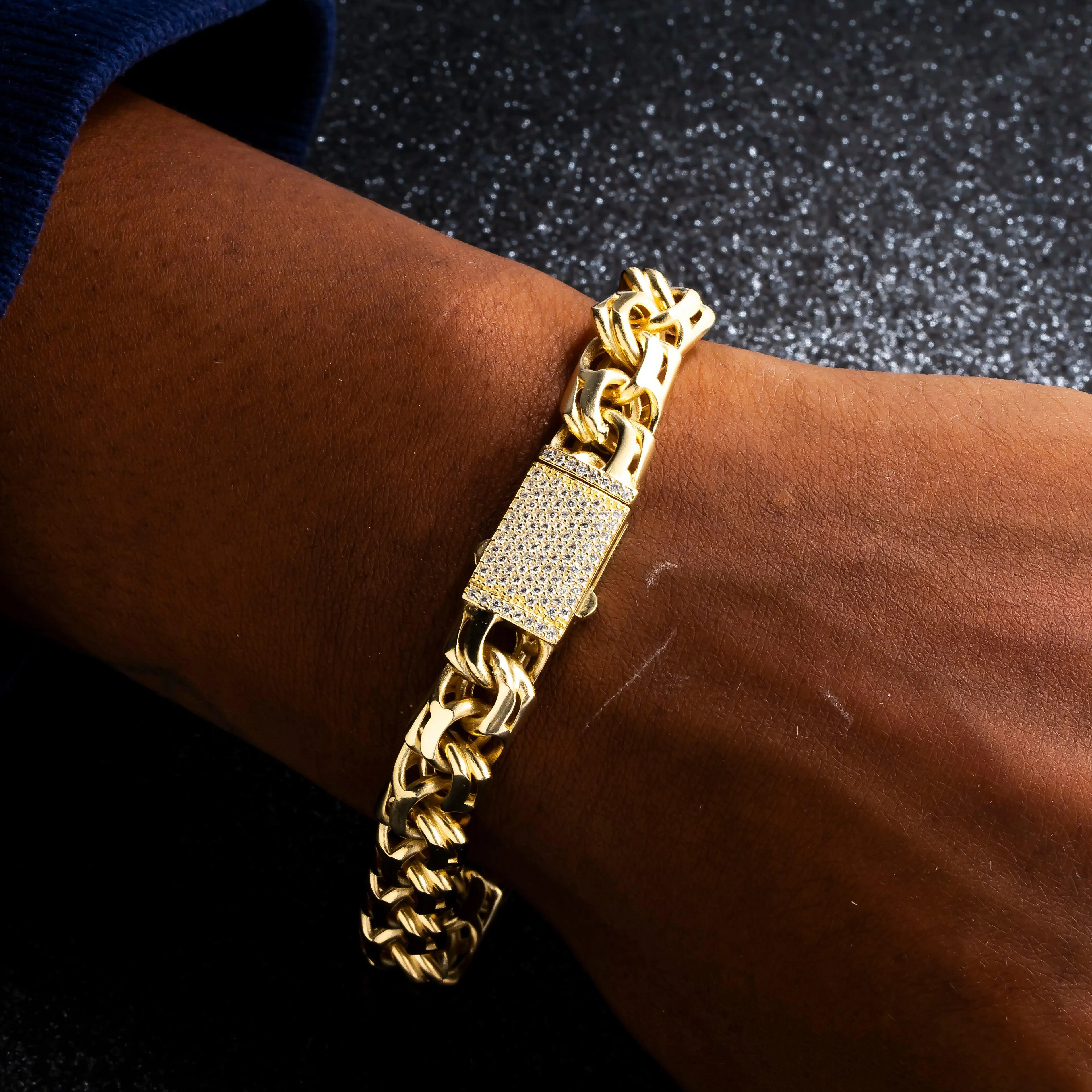 10K GOLD CHINO LINK CHAIN BRACELET WITH DIAMOND CLASP