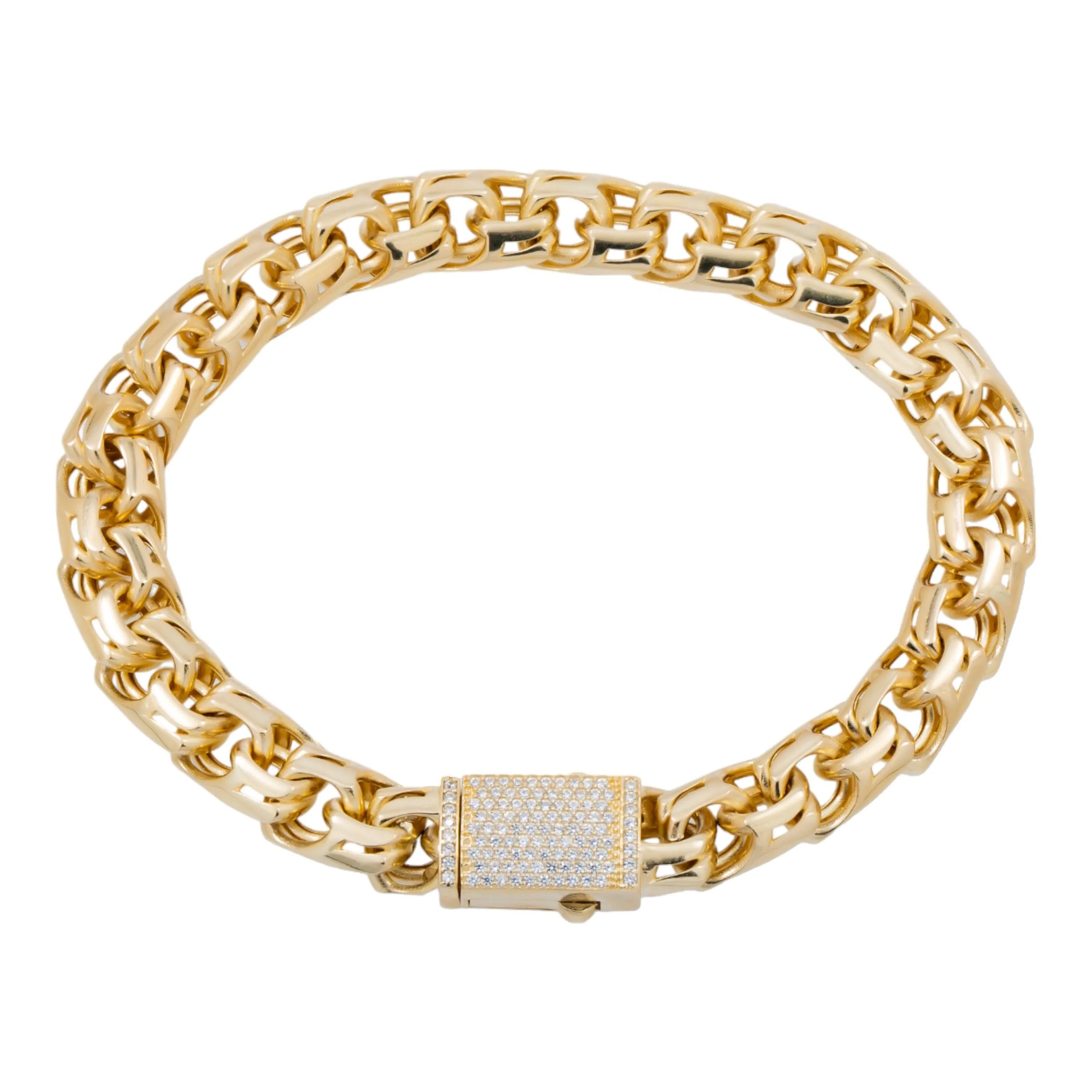 10K GOLD CHINO LINK CHAIN BRACELET WITH DIAMOND CLASP