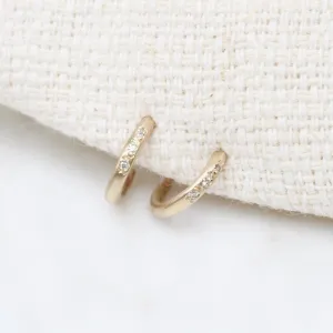 10k Gold Pave Hug Hoops