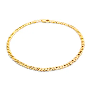 10k Semi-Solid Yellow Gold Cuban Link Bracelet 3mm