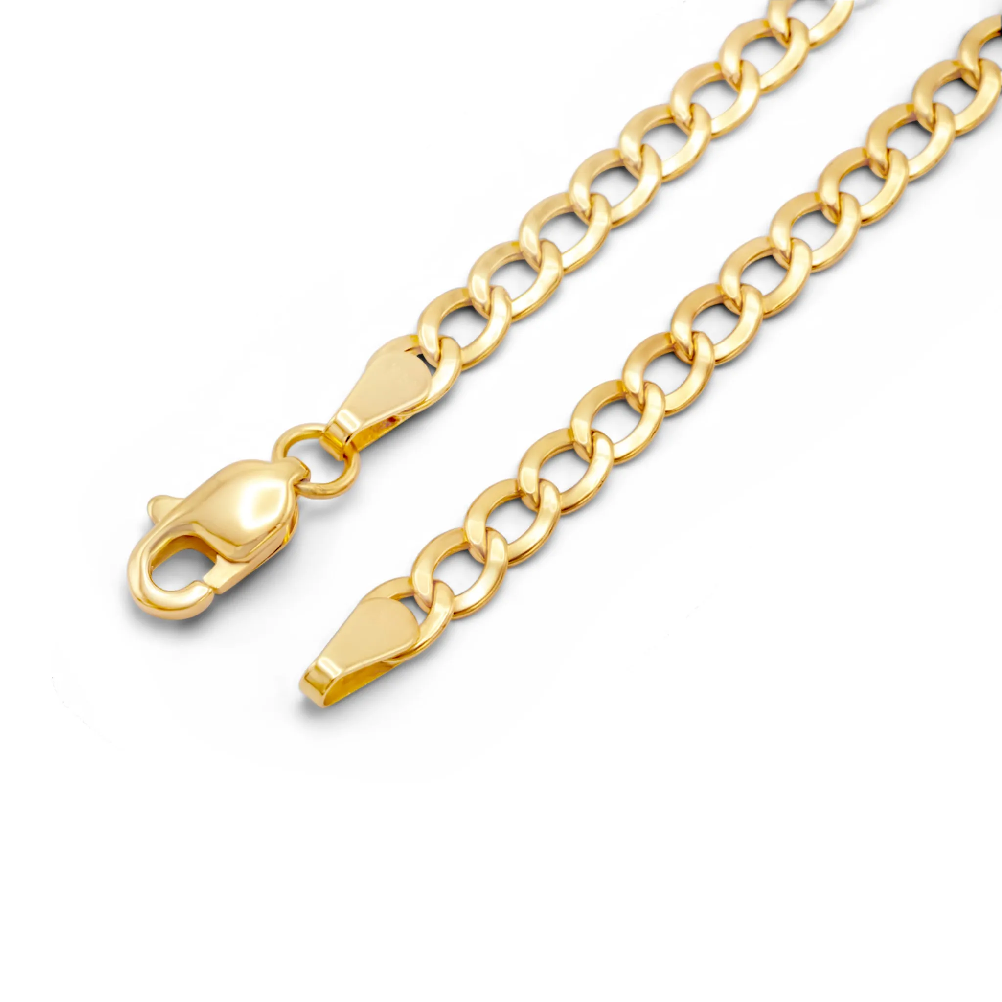 10k Semi-Solid Yellow Gold Flat Cuban Link Bracelet 5mm