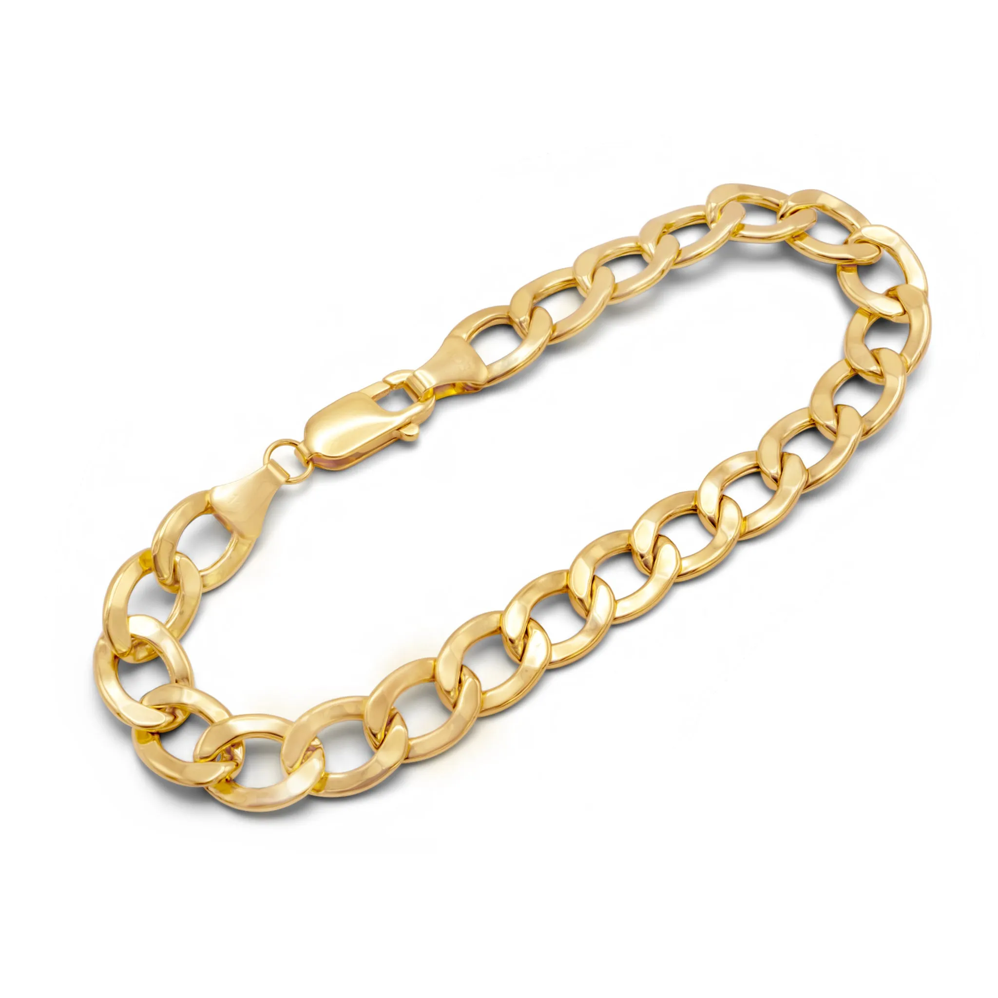 10k Semi-Solid Yellow Gold Flat Cuban Link Bracelet 5mm