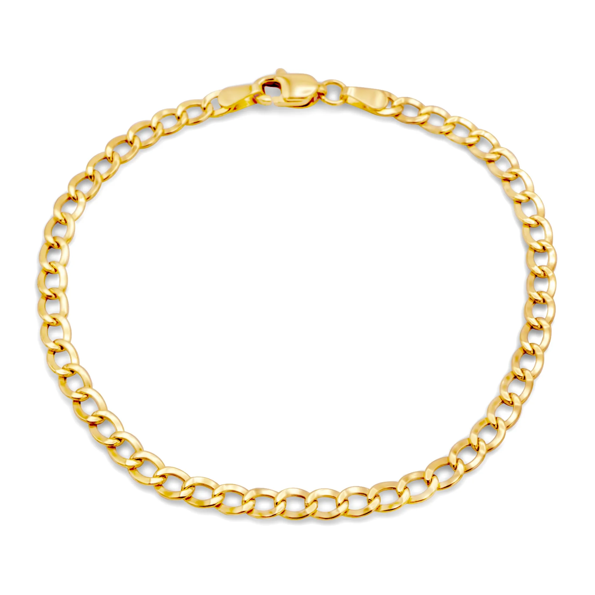 10k Semi-Solid Yellow Gold Flat Cuban Link Bracelet 5mm