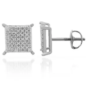 10K Solid White Gold Diamond Stud Earrings 0.25 Ctw