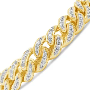 10K Solid Yellow Gold 5.83 CTW Round Cut Diamond Cuban Link Bracelet