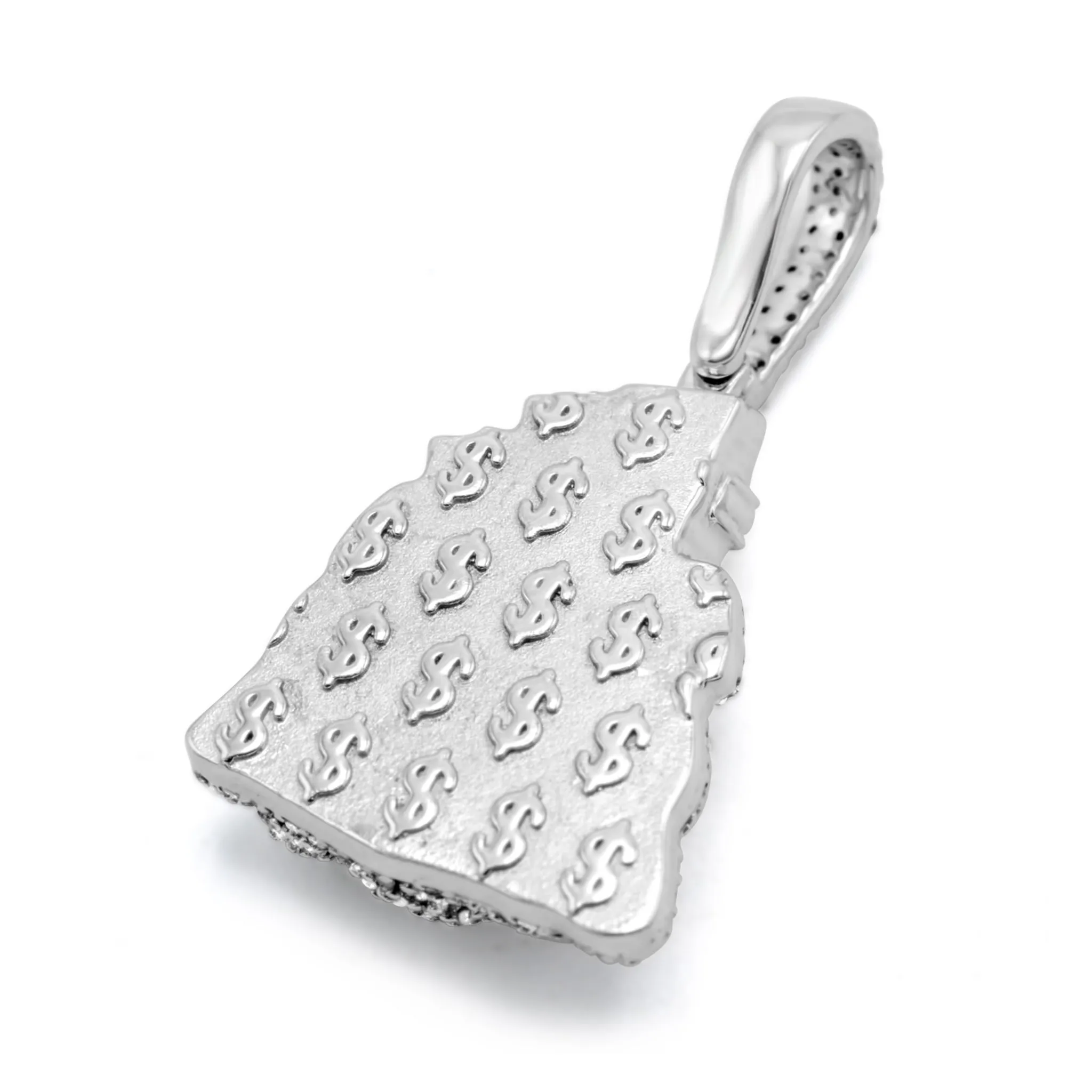 10k White Gold Money Bag Diamond Pendant 0.50 ctw