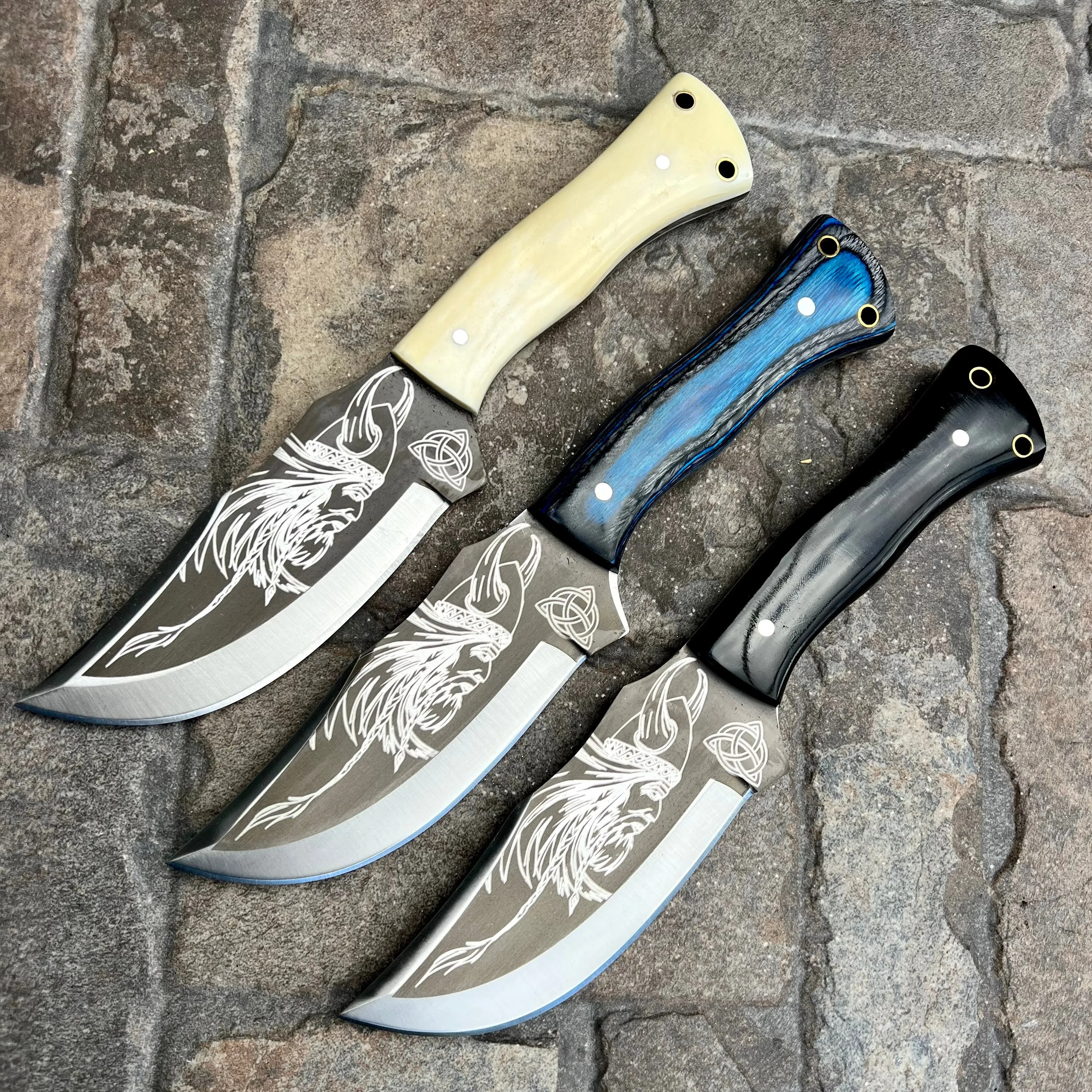 10" Rough Rider Series - Viking Warrior - Bone - D2 Steel - Horizontal & Vertical Carry - CUS20