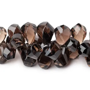 10x7-19x10mm Smoky Quartz Faceted Twist Beads 8 inch 69 pieces