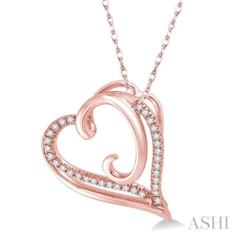 1/10 Ctw Round Cut Diamond Heart Pendant in 10K Rose Gold with Chain