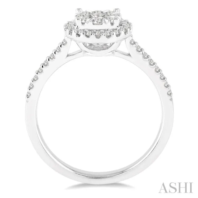 1/2 Ctw Round Shape Diamond Lovebright Ring in 14K White Gold