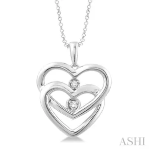 1/20 Ctw Round Cut Diamond Heart Pendant in Sterling Silver with Chain