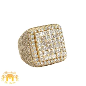 12.60ct diamonds 14k Yellow Gold and Diamond Men`s Ring with Round and Princess cut Diamonds