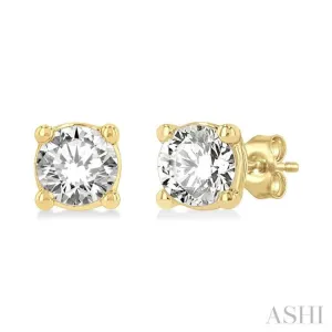 1/3 ctw Round Cut Diamond Stud Earring in 14K Yellow Gold