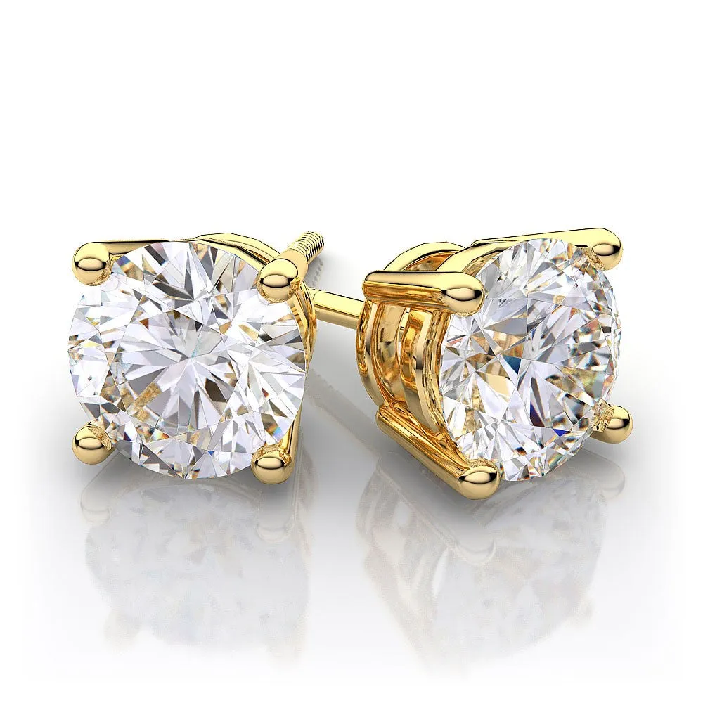 14 Karat Yellow 0.47ct Diamond Stud Earrings