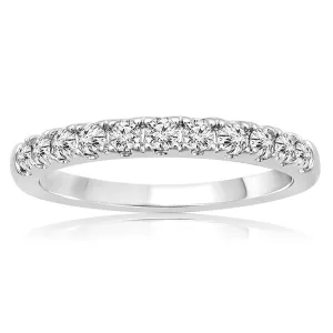 14ct White Gold Diamond Eternity Straight Ring In Claw Style