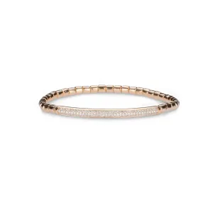 14K & 18K Gold Three Row Micro-Pave Bar ID Stretch Bracelet