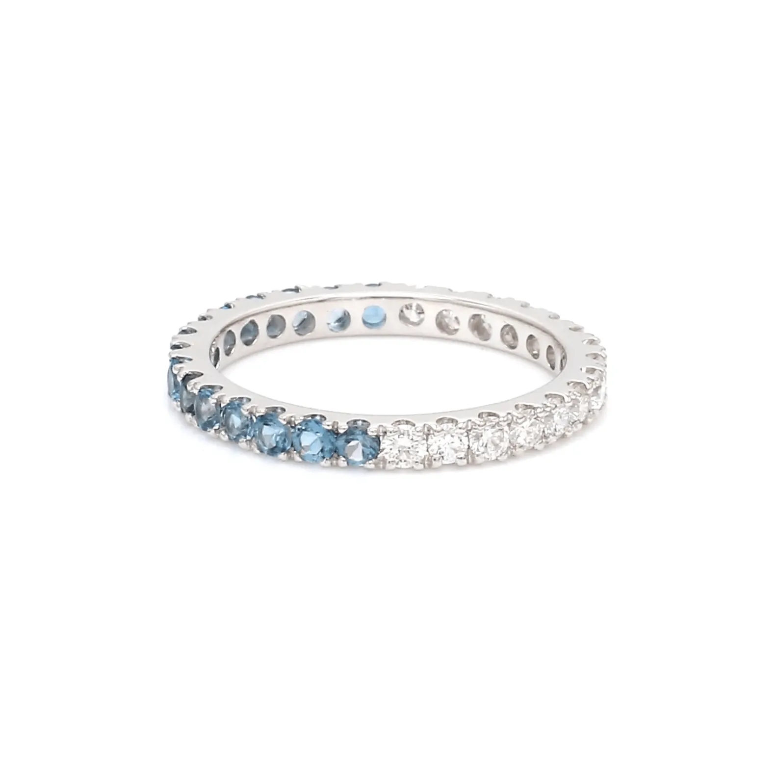 14K & 18K Ombre Blue Topaz & Diamond Eternity Ring