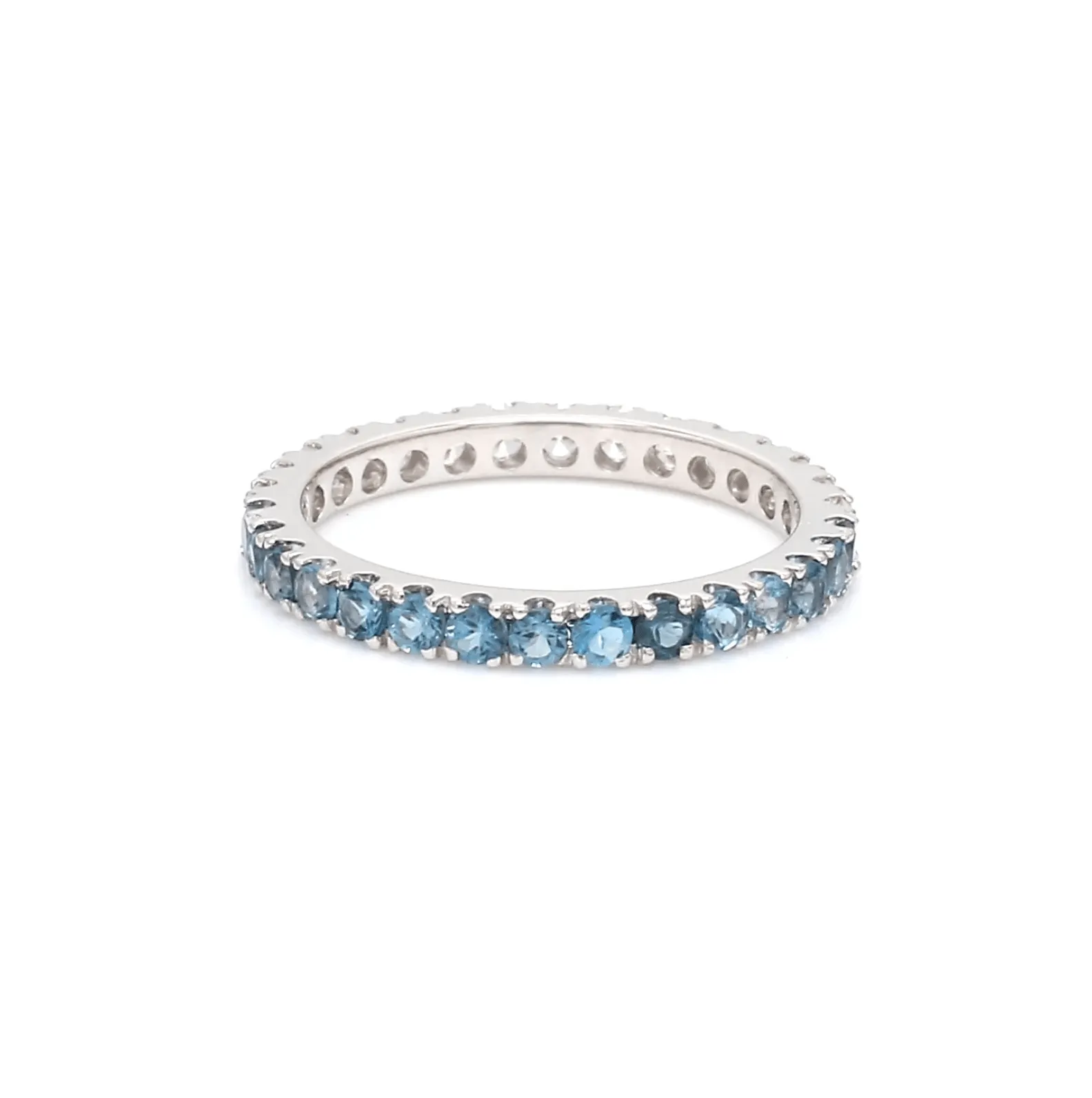 14K & 18K Ombre Blue Topaz & Diamond Eternity Ring