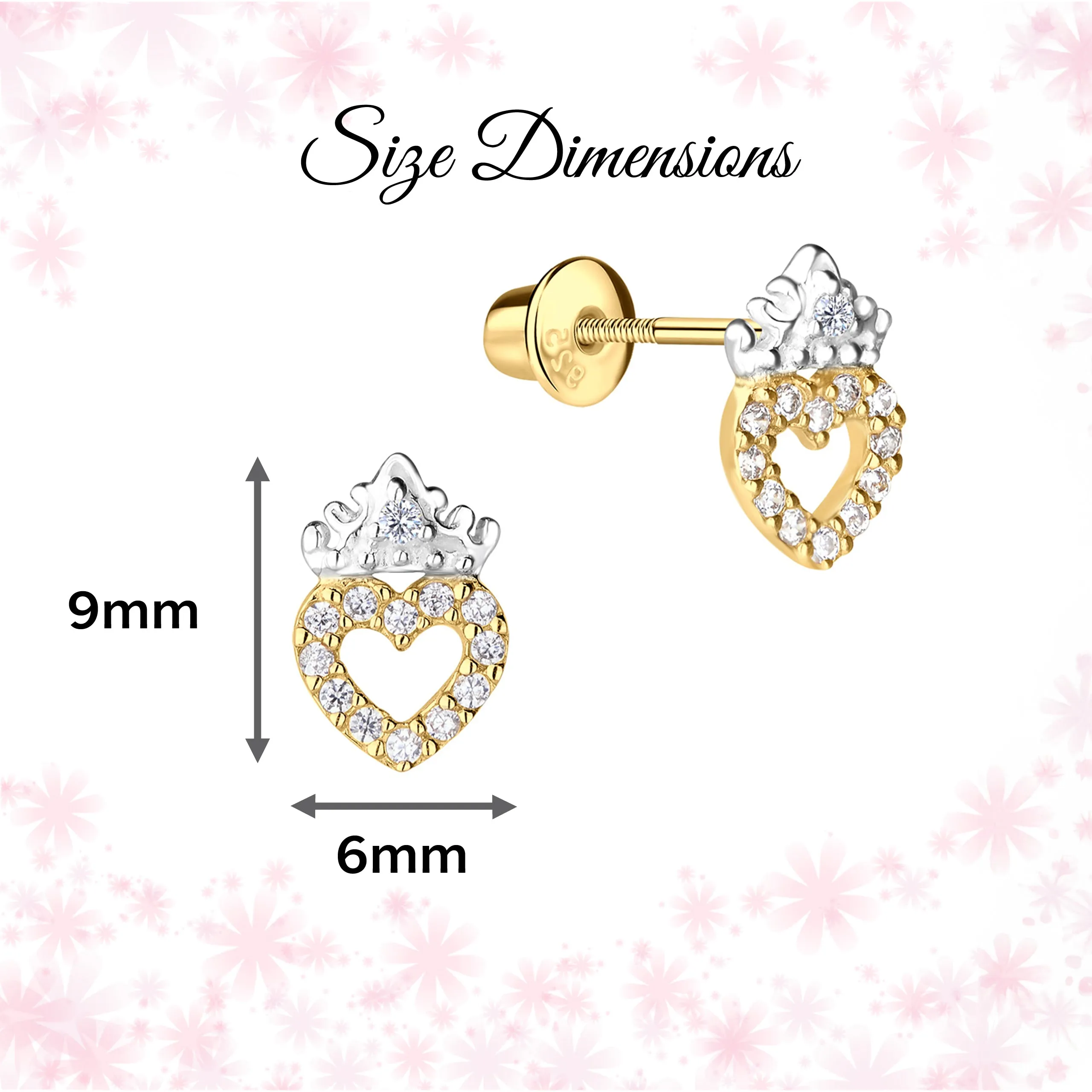 14K Gold and Sterling Silver Princess Tiara Earrings