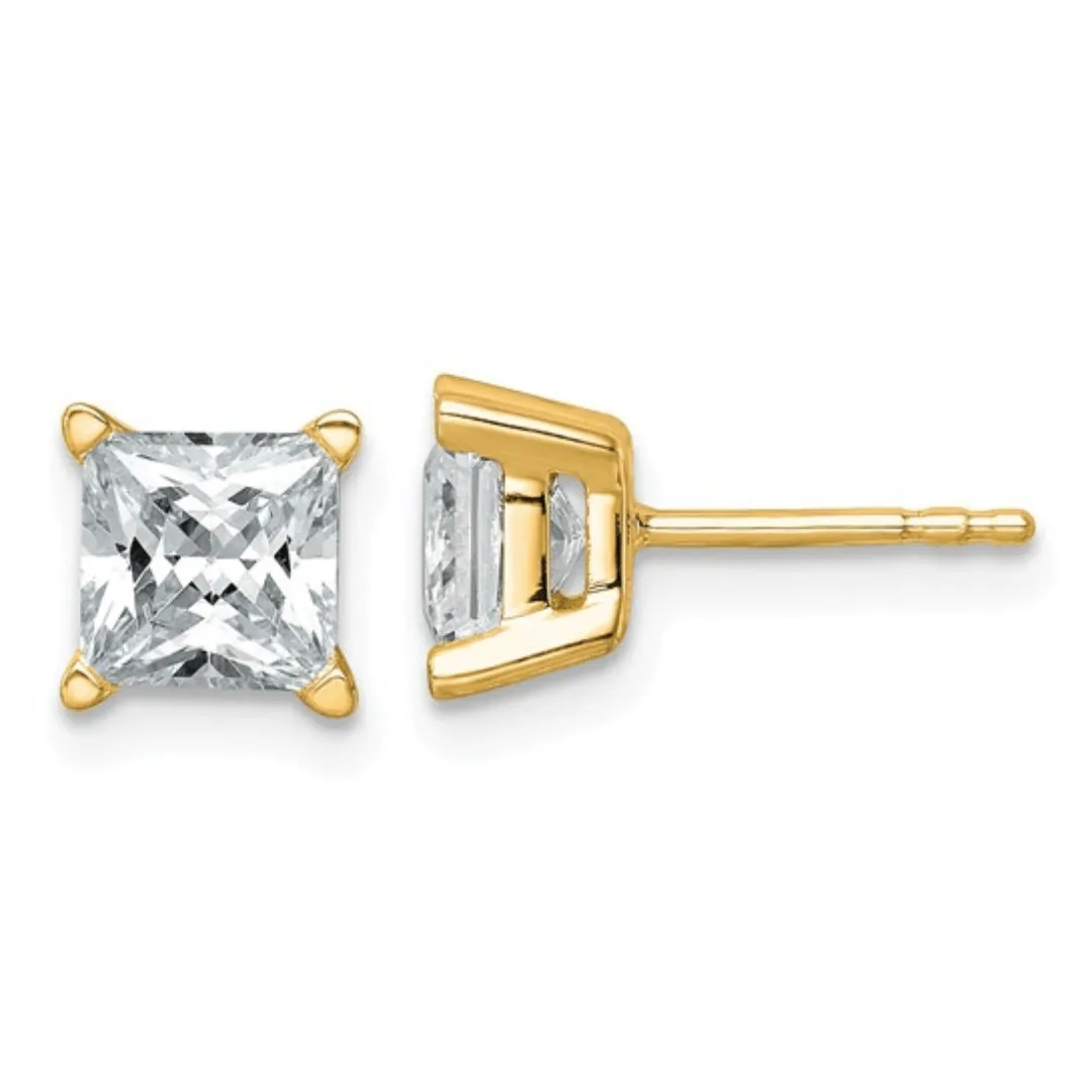 14k Gold Lab Grown Diamond Square Stud Earrings