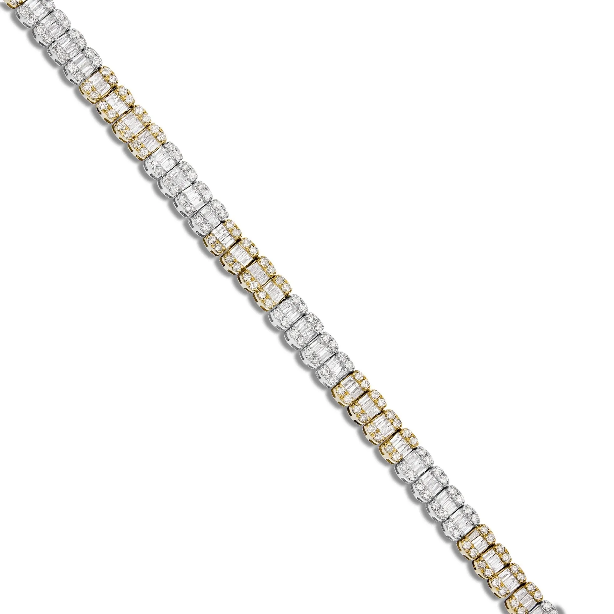 14K Gold Two Tone 21.5ctw Baguette Diamond Chain