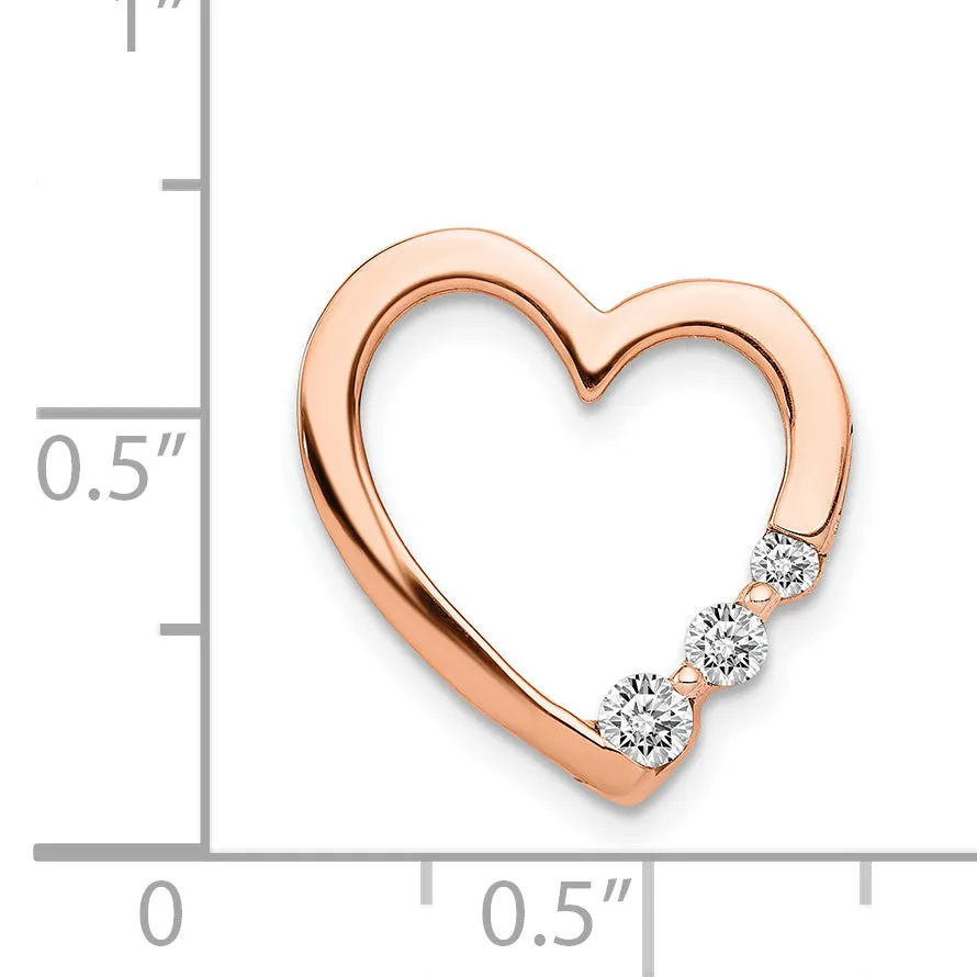 14k Rose Gold 1/6ct. Diamond Heart Chain Slide Pendant