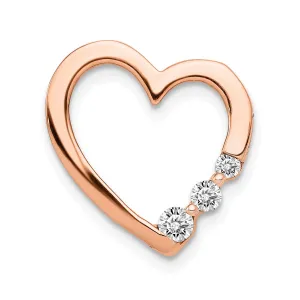 14k Rose Gold 1/6ct. Diamond Heart Chain Slide Pendant