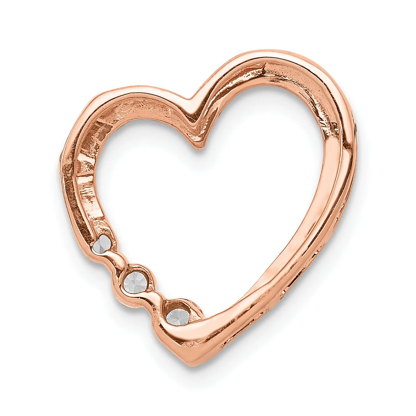 14k Rose Gold 1/6ct. Diamond Heart Chain Slide Pendant