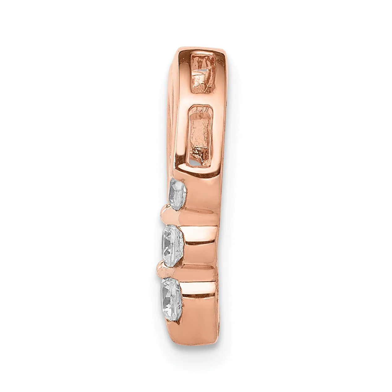 14k Rose Gold 1/6ct. Diamond Heart Chain Slide Pendant