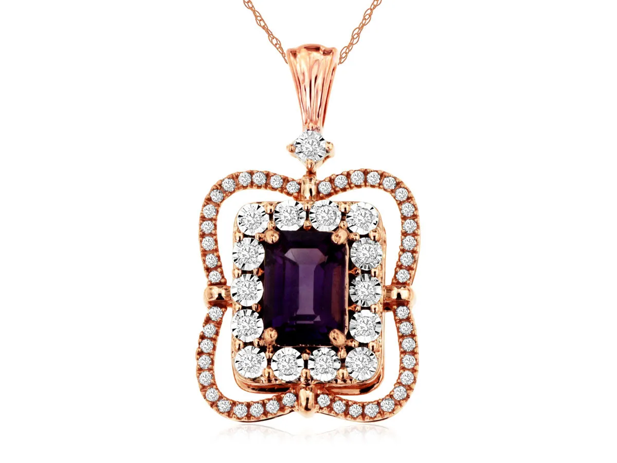 14K Rose Gold Amethyst Necklace