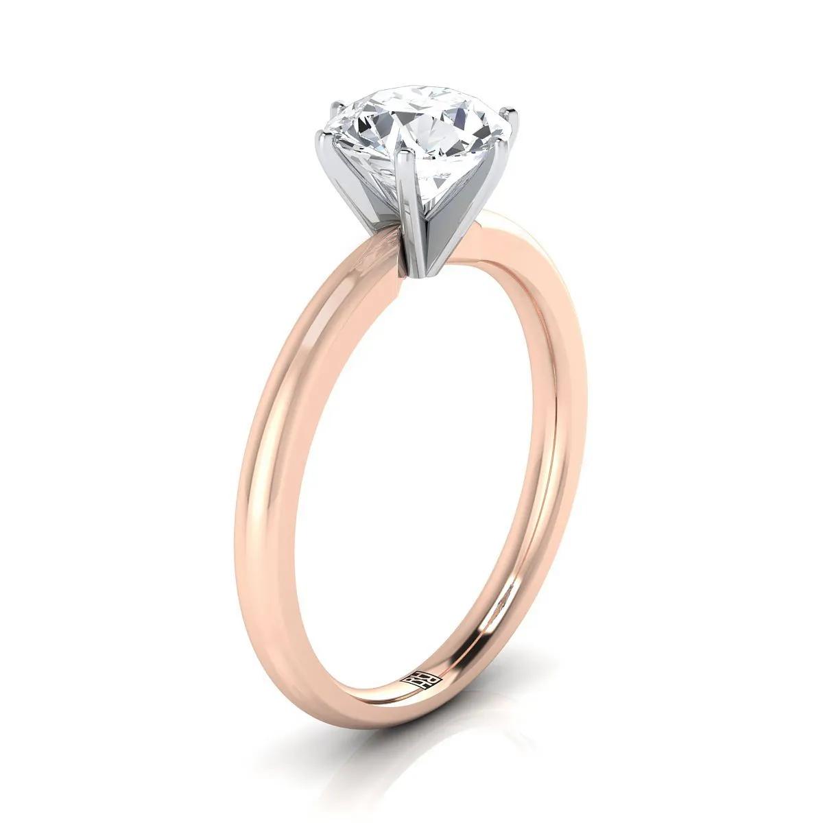 14K Rose Gold Round Brilliant  Timeless Solitaire Comfort Fit Engagement Ring