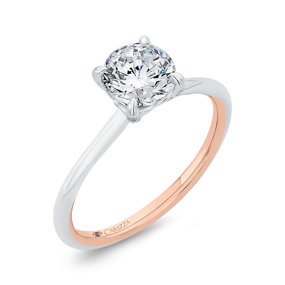 14K Two-Tone Gold Diamond Solitaire Plus Engagement Ring (Semi-Mount)