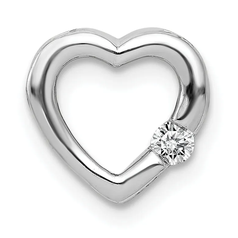 14k White Gold 1/20ct. Diamond Heart Chain Slide Pendant