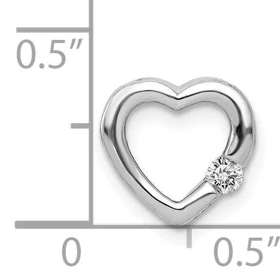 14k White Gold 1/20ct. Diamond Heart Chain Slide Pendant