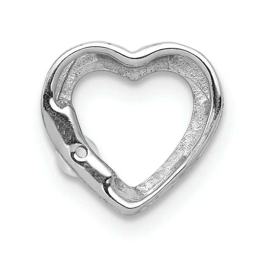 14k White Gold 1/20ct. Diamond Heart Chain Slide Pendant