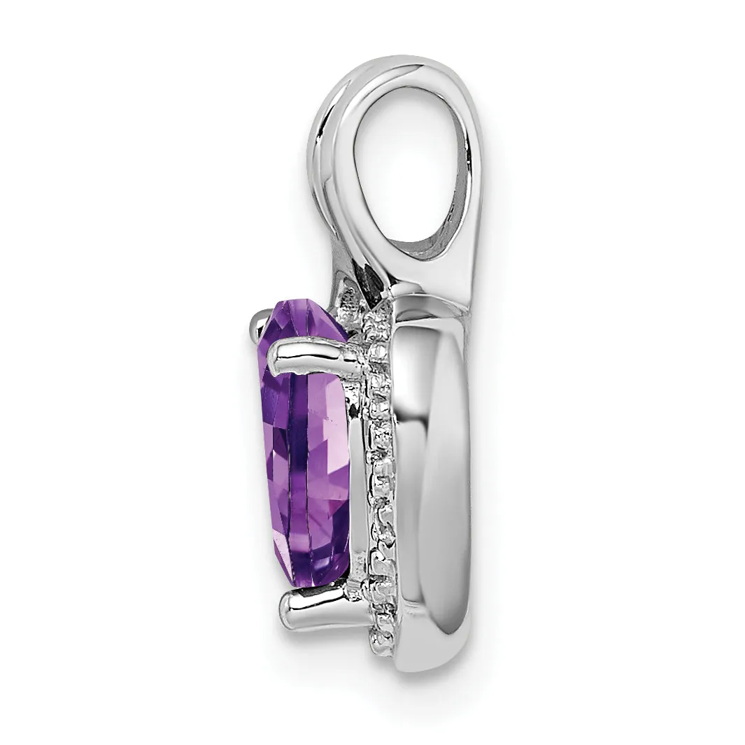 14k White Gold Amethyst and Diamond Heart Pendant