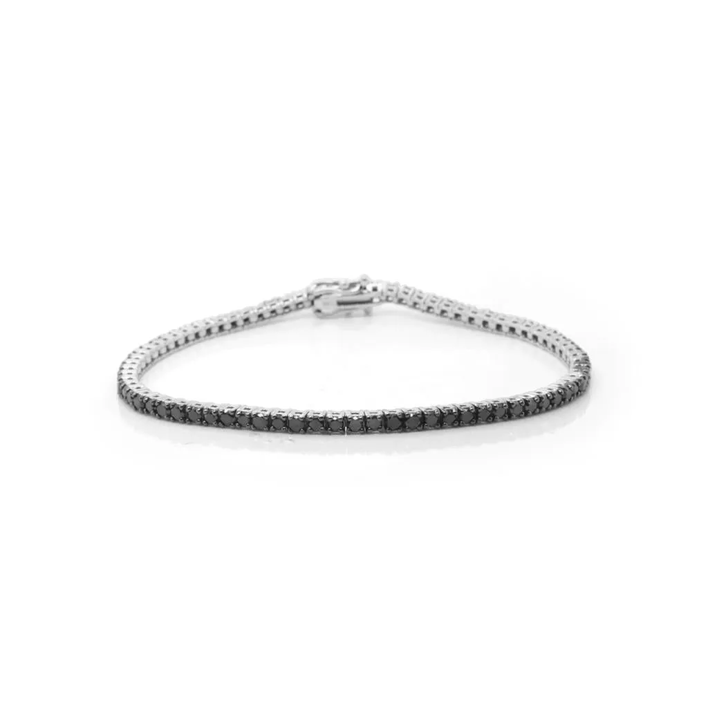 14k White Gold Black Diamond Tennis Bracelet